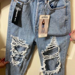 Cute ripped blue jeans